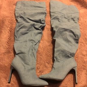 Knee High Jean Heels